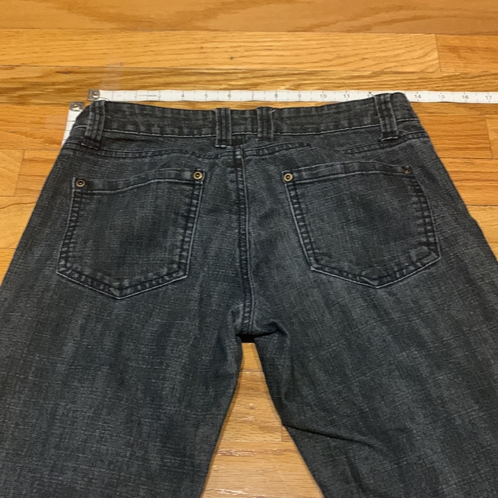 Softened, broken in, faded black bootcut denim - Picture 10 of 10